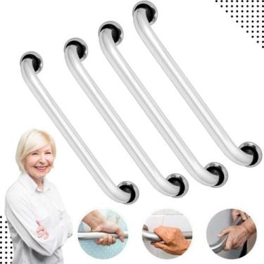 Imagem de kit 4 Barras de Apoio Alça de Segurança 80cm Inox para Banheiro Corred