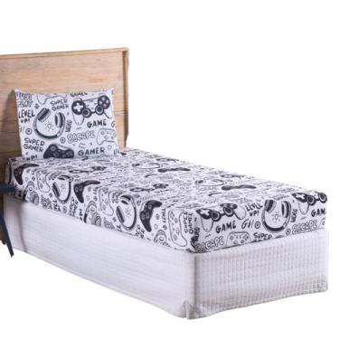 Imagem de Jogo Lençol Roupa Cama Box Elastico Solteiro 2 Pçs Fronha Quarto Crian