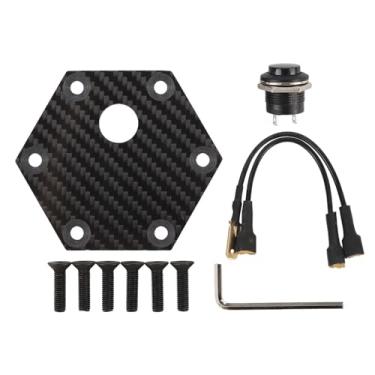 Imagem de 6 Buracos na Tampa do Volante do Volante Fibra de Carbono Esportivo e Elegante Capinha de Direção de Volante para 6 Parafusos Rodas de Direção (BLACK)