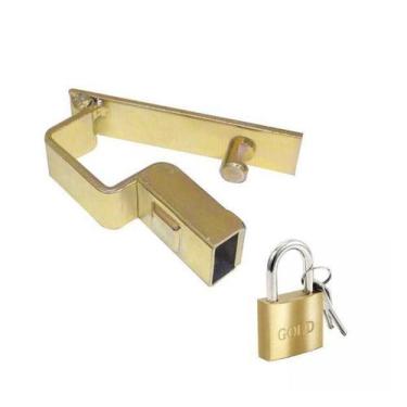 Imagem de Trava porta cadeado p/ portão 4x9cm n.4 travofix + cadeado 30mm - Trav