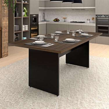 Imagem de Mesa de Jantar 6 Lugares Cozinha 200x100cm Mdp Nogal / Preto