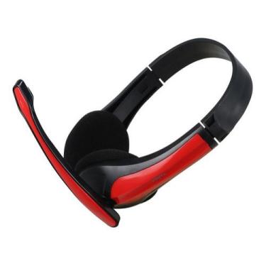 Imagem de Fone de ouvido headset com microfone preto E vermelho PH250 targa
