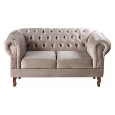 Imagem de Sofá Chesterfield 2 Lugares Dom Pedro Vintage Retrô Capitonê Veludo Ca