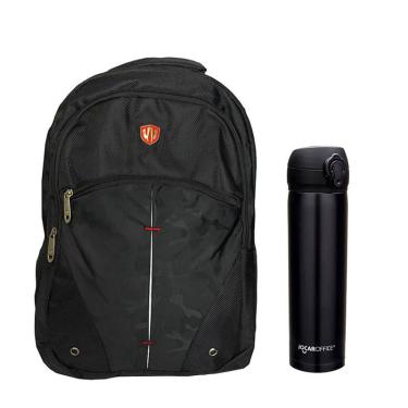 Imagem de Kit Mochila Escolar Infantil SBFQ7808 e Garrafa de Água 97826 400ml Preta - Fuseco