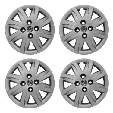 Imagem de Jogo de Calotas Aro 14 048CA-PTA + Emblema Alimínio VW Preto - Garagem