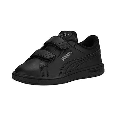 Imagem de PUMA Tênis infantil unissex Smash 3.0 de couro com gancho e laço, Puma Preto-sombreado cinza, 1.5 Little Kid