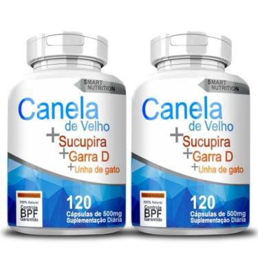 Imagem de 2x Canela de Velho + Sucupira + Garra D + Unha de Gato, 240 Cápsulas, 500mg, Suplemento Natural