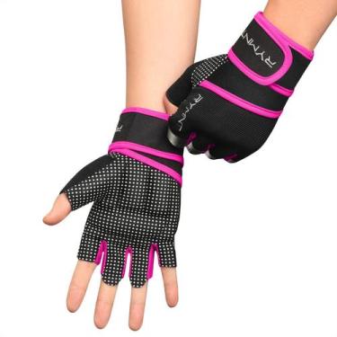 Imagem de Luvas de treino RYMNT com suporte de pulso rosa tamanho M