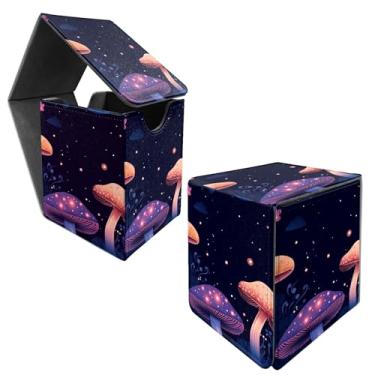 Imagem de BFDHGQZC Caixa de baralho colorida de cogumelo para cartas colecionáveis Commander Deck Caixa de armazenamento de cartões com ímã forte Magic Premium Gathering Deck Box Cover para TCG CCG Magic Cards