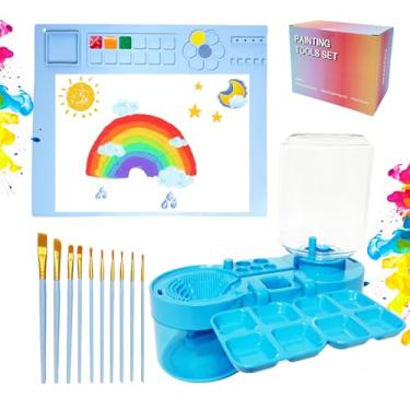 Imagem de WZWXXQ Estação de pintura azul, limpador de pincel e tapete de pintura de silicone