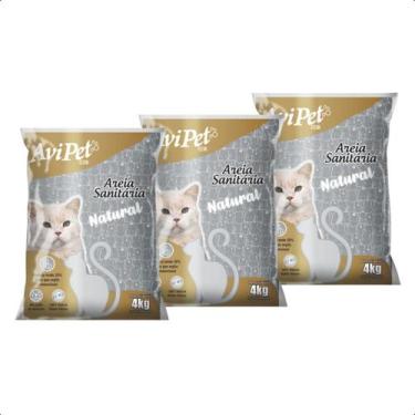 Imagem de Kit 03 Areia Para Gato Granulada Natutal Grossa Avipet 4kg