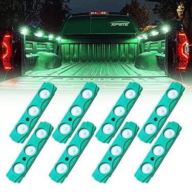 Imagem de Xprite Led Light Rock por cama do caminhão, 24 LEDs Caminhão da carga cama de recolhida, sob o carro, Pé Wells, Rail Lights, Side Marcador LED Rocha Lighting Kit w/Switch Verde - 8 PCs