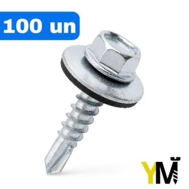 Imagem de Parafuso Autobrocante para costura de telha 1/4x7/8 Kit 100un - YM PAR