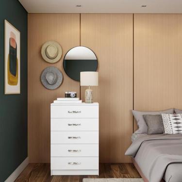Imagem de Cômoda Héstia 5 Gavetas Evidência Branco - Mobly