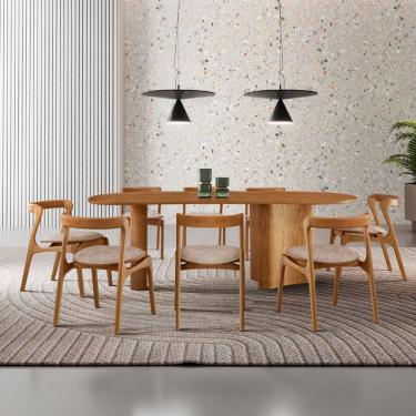 Imagem de Mesa de Jantar Soláris 220cm Madeira Tampo Laminado Orgânico com 8 cadeiras Solaris