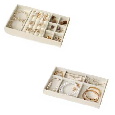 Imagem de Porta Jóias de Veludo para Closet Gavetas Bandeja Organizador de Bijuterias Anel Brinco Relógio Pulseira e Colares (KIT BANDEJA 1 E 2 (2 UNIDADES))