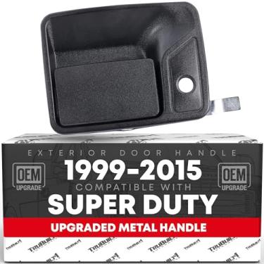 Imagem de Maçaneta externa para lado do passageiro dianteiro direito com fechadura compatível com 2000-2005 Excursion 1999-2015 F-250 F-350 F-450 F-550 Super Duty, Black Metal Upgrade, T1A-7C3Z-2522404-Metal