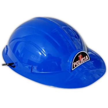 Imagem de Capacete Infantil Brinquedo Profissão Bombeiro Engenheiro Policia (1, policial azul, M)