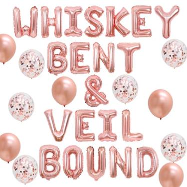 Imagem de Wonmelody Decorações Para Despedida De Solteira Em Nashville, Ouro Rosa - Suprimentos Solteiros, Naughty With Whiskey, Faixa Bent & Veil Bound, Anel Diamante E Garrafa Alumínio Balões, Chá Panela No
