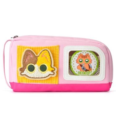 Imagem de Lanxivi Estojo De Lápis Grande Capacidade, Bolsa Gato Adorável, Papelaria Para Canetas Adolescentes, Meninas E Meninos Com Adesivos Decorativos Mágicos, Distintivos - Rosa