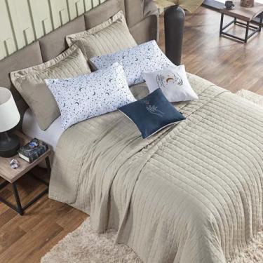 Imagem de Colcha Cobre Leito Queen 7 Peças Basic 300 Fios Bege Moon - Enxoval Vi