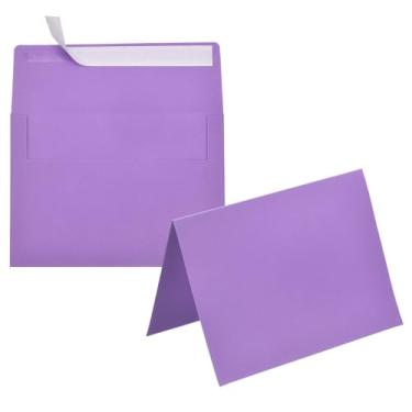 Imagem de PATIKIL Pacote com 50 envelopes roxos escuros 12 x 17 cm, envelopes autoselados A7 com cartolina dobrada para cartões comemorativos, convites de casamento, aniversário, convites para envio de cartas
