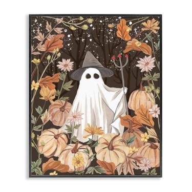 Imagem de Stupell Industries Ghost in Floral Pumpkin Patch Black Framed Giclee Art Design por Melissa Wang, 61 x 76 cm