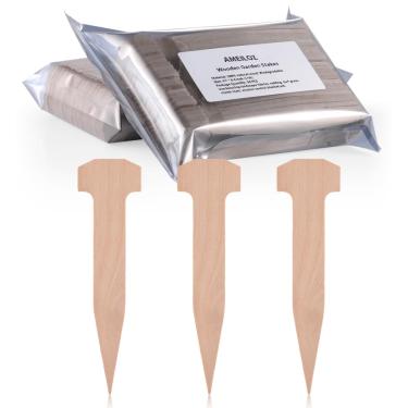 Imagem de AMEILOZ 100 peças de estacas de madeira para jardim de 12 cm, âncoras estacas de jardim resistentes para segurar a rede de jardim, lonas de chuva e tecido de paisagem, bordas de gramado e cobertura de