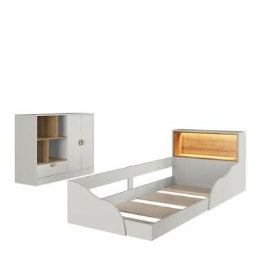 Imagem de Quarto Infantil com cama solteiro com iluminação LED Montessoriano LIL