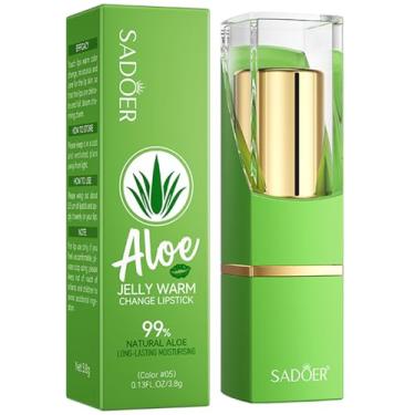 Imagem de SADOER Aloe Jelly Mudança de Cor a Calor, Batom Jelly, Hidratante com Brilho de Longa Duração, 5 Tons, 3,8g (Batom #04 3,8g)