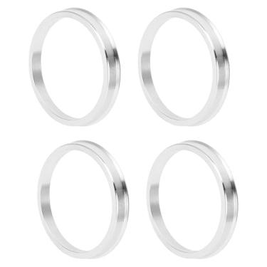 Imagem de INFINAUTO Anéis centralizados no cubo da roda do carro OD 76,1 mm para ID 67,1 mm eixo central de rodas amortecedores Hubrings liga de alumínio tom prata durável