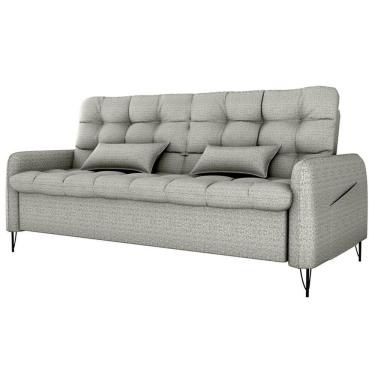 Imagem de Sofa Cama 2 Lugares 200cm Pillar Linho Vancouver E487 Milani Store Cinza