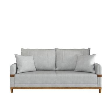 Imagem de Sofá 3 Lugares Living Com Almofadas Pés Madeira Kazu Bex`s