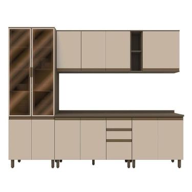 Imagem de Cozinha Modulada Connect 6 Peças Com Cristaleira Duna/cristal - Móveis Henn Duna/cristal