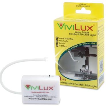 Imagem de ViviLux Luz de LED flexível brilhante para artesanato e costura; luz pequena sem fio recarregável por USB para máquina de costura, artesanato e hobbies; suportes com fita de gancho e laço; luz natural