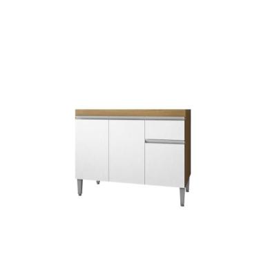 Imagem de Balcão Multiuso Organizador Tatiane 100 cm Amendoa com Branco Sem Tamp