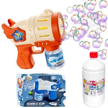 Imagem de Brinquedo Super Bolinhas de Sabão com Luz Pistola de Bolhas + 1 Litro 