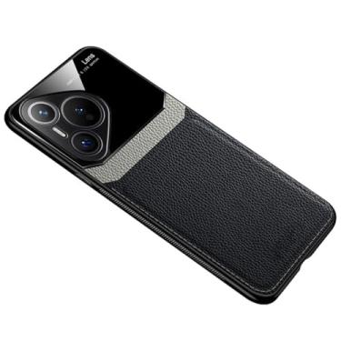 Imagem de HAO RIYLN Capa ultrafina para Huawei Pura 80 Ultra/80 Pro+/80 pro/80, capa de couro macio à prova de choque, proteção para câmera, capa retrô empresarial, preta, 80 Pro