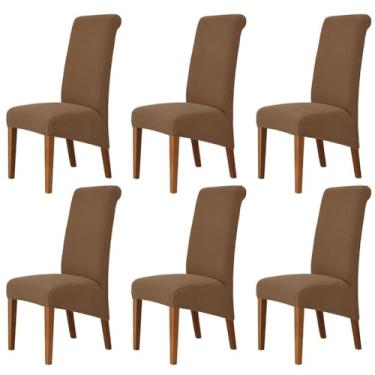 Imagem de Lzyjckh Capa elástica para cadeira de jantar, Capas para cadeiras com encosto alto, Protetor de capa para cadeira Parsons removível e lavável, para sala de jantar, festa,Dark brown,6PCS