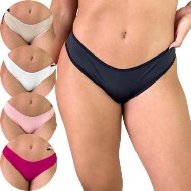 Imagem de Kit 4 Calcinhas Cotton Algodão Feminina Tanga Cores Sortidas - Viére, 
