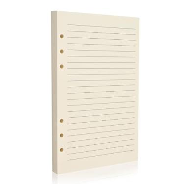 Imagem de Imslery Refil de papel A5 com 6 furos – 80 folhas, 100 g/m2, refil de caderno bege – serve para fichários A5 de 6 anéis para escritório, escola e uso doméstico