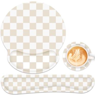 Imagem de Mouse pad ergonômico com descanso de pulso e apoio de pulso para teclado, mousepad e teclado, base de borracha antiderrapante, alívio da dor, mouse pad com suporte de pulso para jogos, computador