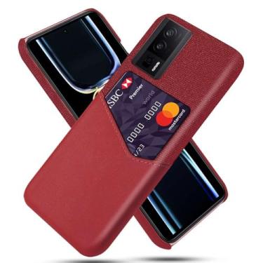 Imagem de Capa para Xiaomi Redmi K60 PRO,Tela e tampa de couro PU,Antideslizante,360°cobertura completa à prova de choque com 1 slot de cartão atrás,Prevenção de queda-Red