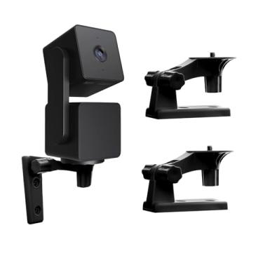 Imagem de Pacote com 2 suportes de parede compatíveis com Wyze Cam Pan V3/V4, câmera Blink Mini Pan-Tilt preta, suporte de montagem ajustável giratório de 360 graus para parede/teto, suporte de montagem interno