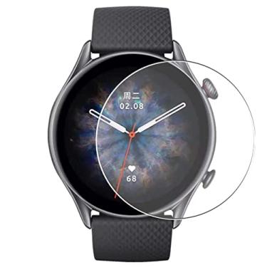 Imagem de Puccy Pacote com 3 películas protetoras de tela de vidro temperado, compatível com AMAZFIT GTR 3 Pro Smartwatch Protetores Guard nova versão