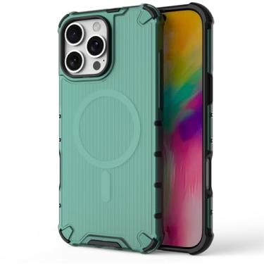 Imagem de DMaos Capa para iPhone 16 Pro, design de armadura leve, compatível com MagSafe, proteção à prova de choque para iPhone16 Pro 2024 de 6,3 polegadas - Verde fosco