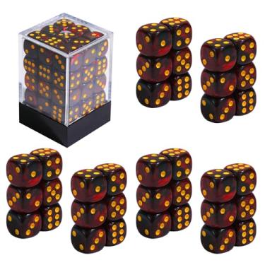 Imagem de SIXPOINTS 36Pcs 12mm/0.47inch Mini Dice Set,Colours D6 Game Dice Set, 6 Sided Standard Dices for MTG,DND,Yahtzee, Bunco or Teaching Math Board Game,with Portable Plastic Box (Dark Red Black Swirl)