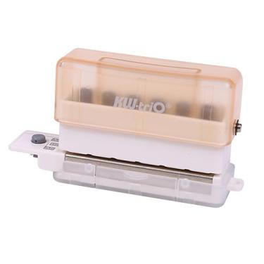 Imagem de Ymiko Mini Perfurador de Papel Portátil de 6 Orifícios Punch 3 Capacidade de Folhas Soltas Perfurador de 5,5 Mm Diâmetro para A4 B5 A5 (Marrom transparente)