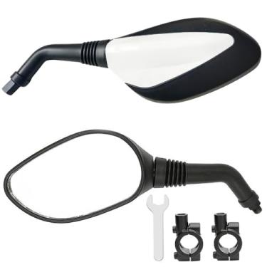 Imagem de ETOREAIR Espelhos retrovisores universais de 8 mm para GY6 50cc 60cc 80cc 125cc 150cc 250cc scooter chinês motocicleta ciclomotor branco