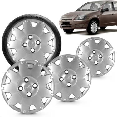 Imagem de Kit 4 Calotas Celta Prisma 06 A 12 Aro 13 Prata Cubo Baixo Grid